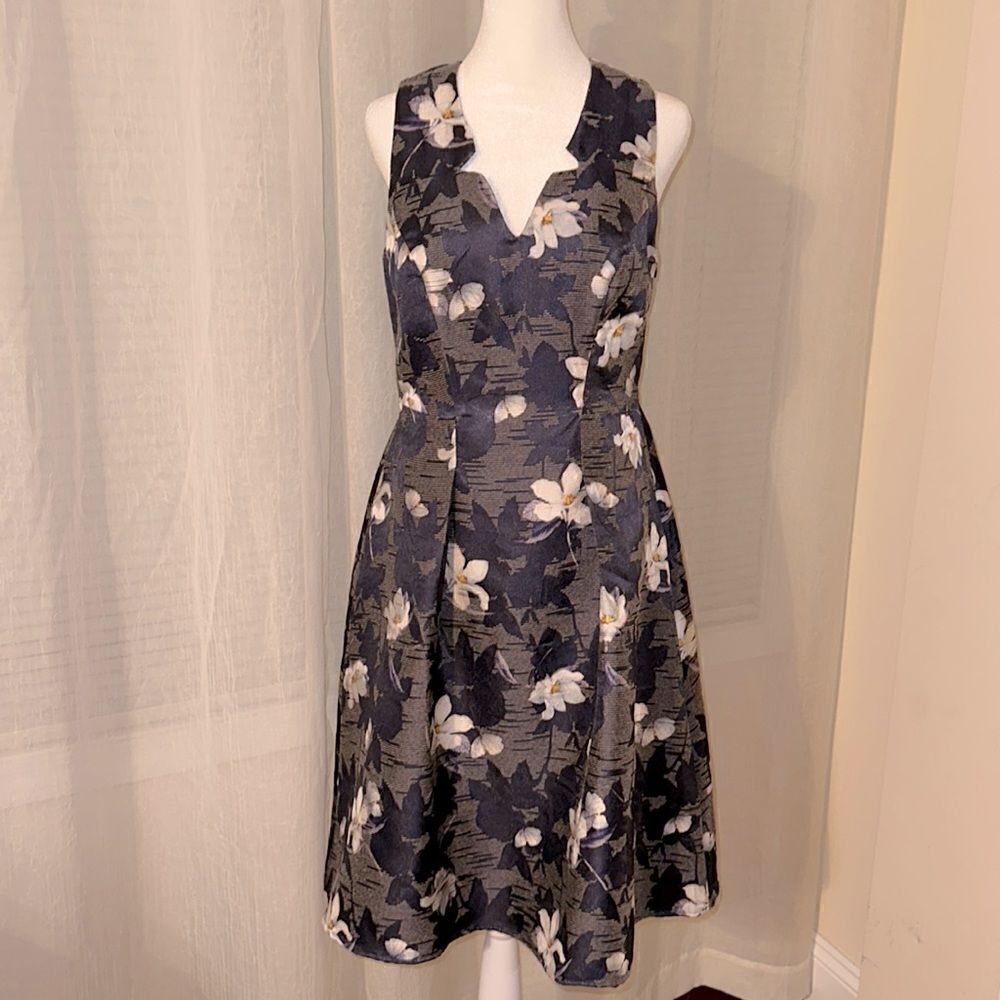 Eva 8 Rovie Magnolia White Purple Textured Formal A Line Sleeveless Dress